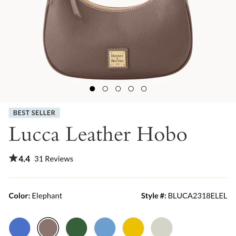 Dooney & Bourke Lucca Leather Hobo — Elephant Grey